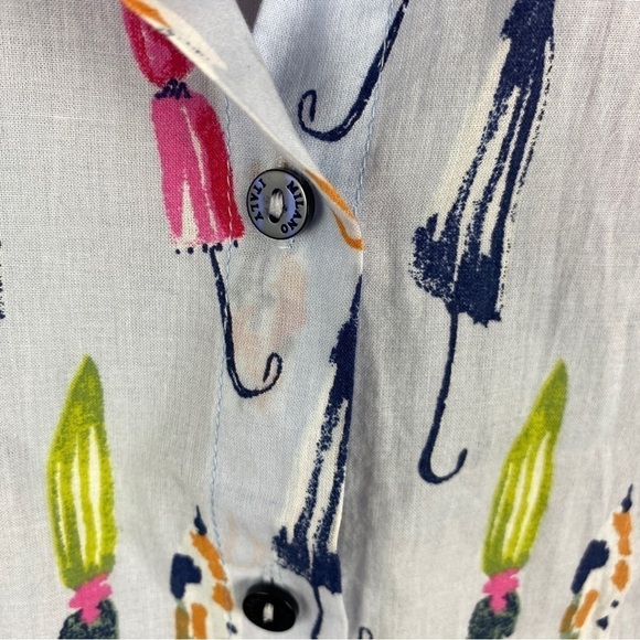 MILANO Italy Light Blue Pink Umbrella Button Down Cotton Shirt Small 38EU - Picture 7 of 13